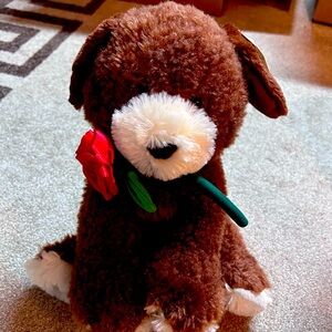 GANZ Brown and Red Plush Dog Toy with Floppy Ears